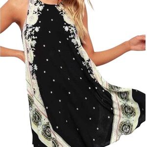 Free People Darjeeling Sleeveless Mini Dress in Black